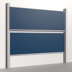 Pylonentafel, 300x100 cm, 2-flächig, höhenverstellbar, Stahlemaille blau 